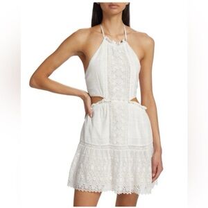 White cut out halter dress by loveshack fancy